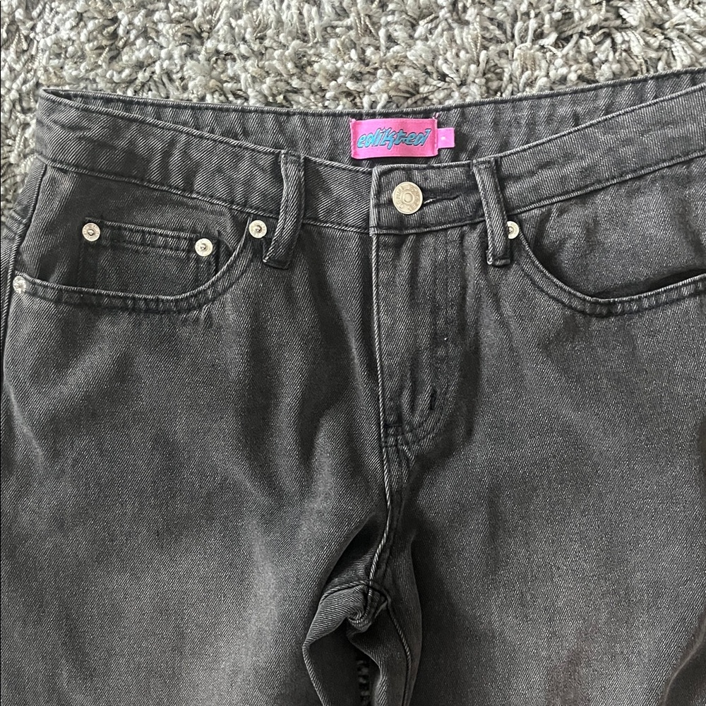 Ediked 1980 Leopard Patch Low Rise Baggy Jeans